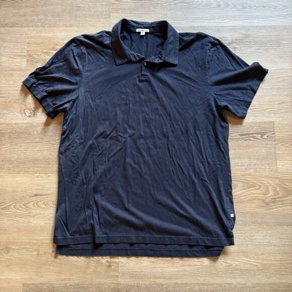 James Perse Mens Polo Shirt Size 5 MSX3337 Navy Cotton Short Sleeve USA - Picture 1 of 6